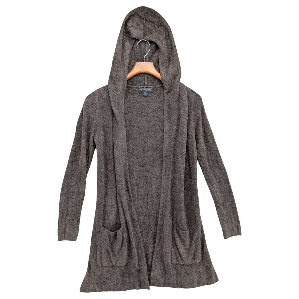 Barefoot Dreams CozyChic Lite Cardigan Womens Brown Hooded Open Front Size XS/S